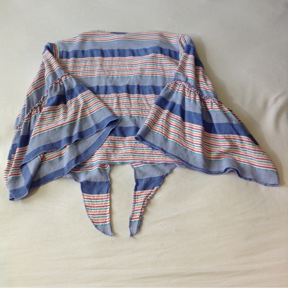 Lavender Field Top Boho Striped Tie Front Crop size small - Picture 8 of 9